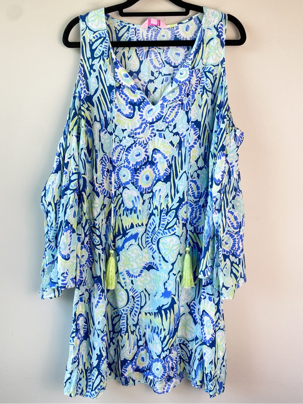 Lilly Pulitzer Womens Benicia Cold Shoulder Tunic S Indigo Sunset Swim Cover Up